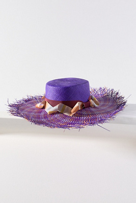 Ortus Gulupa Fringe Straw Boater In Purple