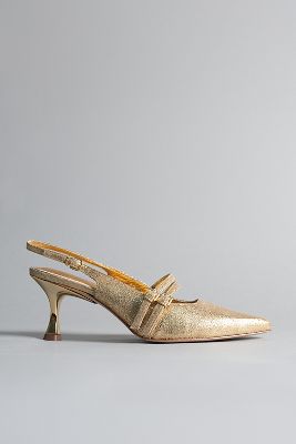 Kaia Metallic Double-Strap Slingback Heels