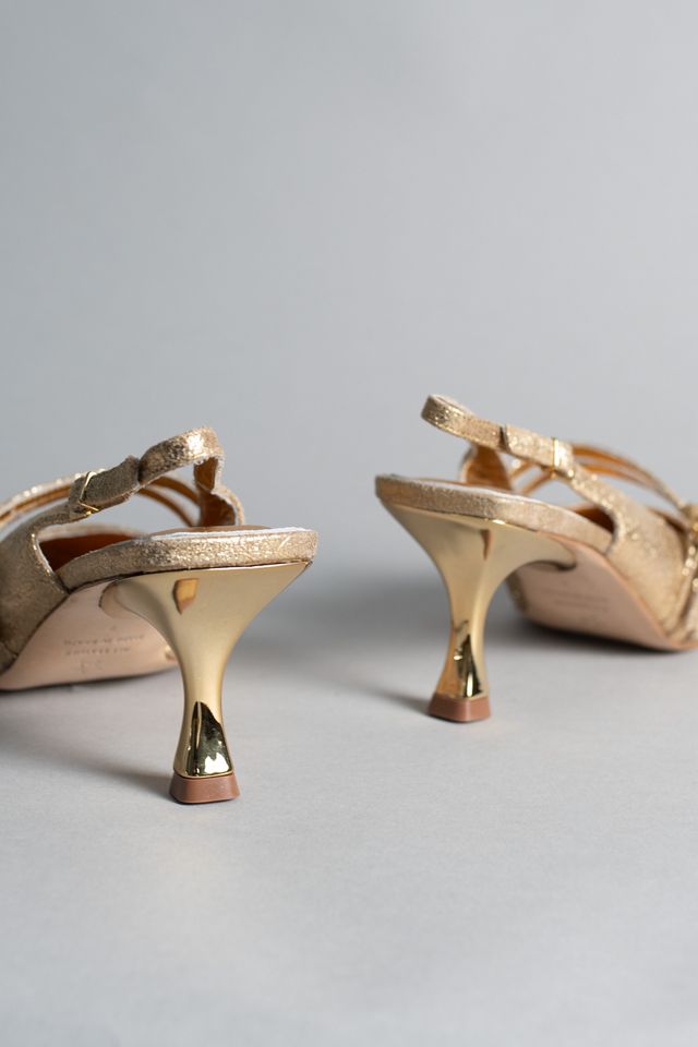Avec Les Filles Kaia Metallic Double-Strap Slingback Heels #2
