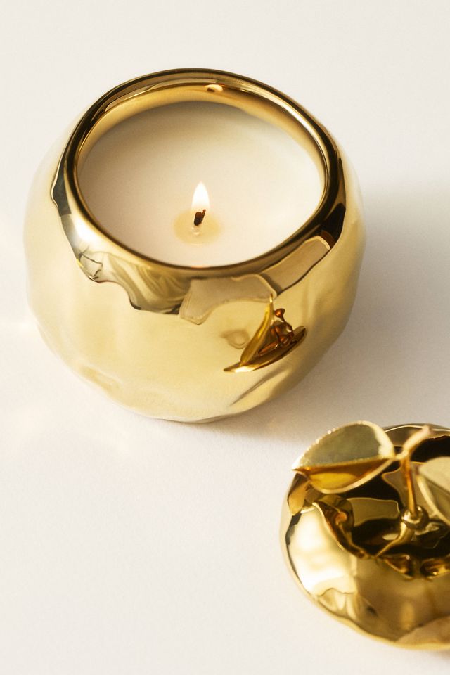Gilded Citrus Ceramic Fruit Candle #2