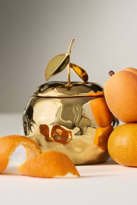 Gilded Citrus Ceramic Fruit Candle
