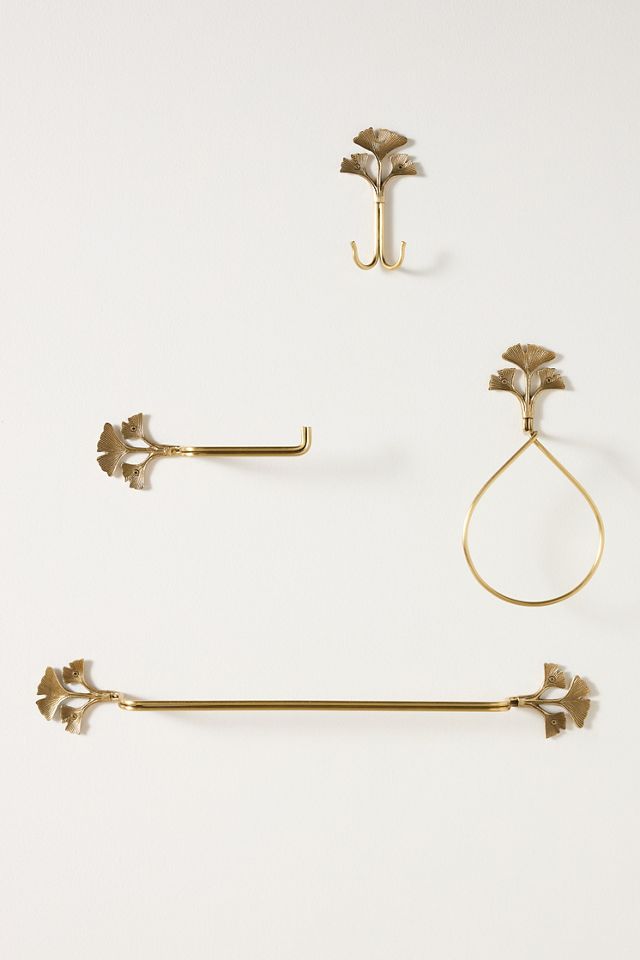 Gingko Leaf Brass Towel Bar #1