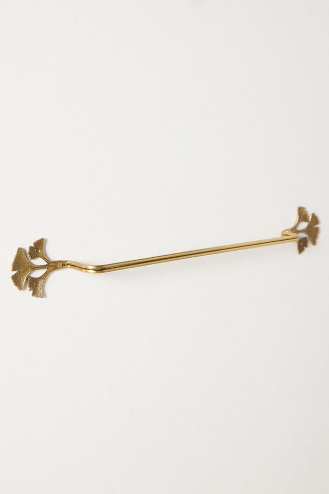 Gingko Leaf Brass Towel Bar #2