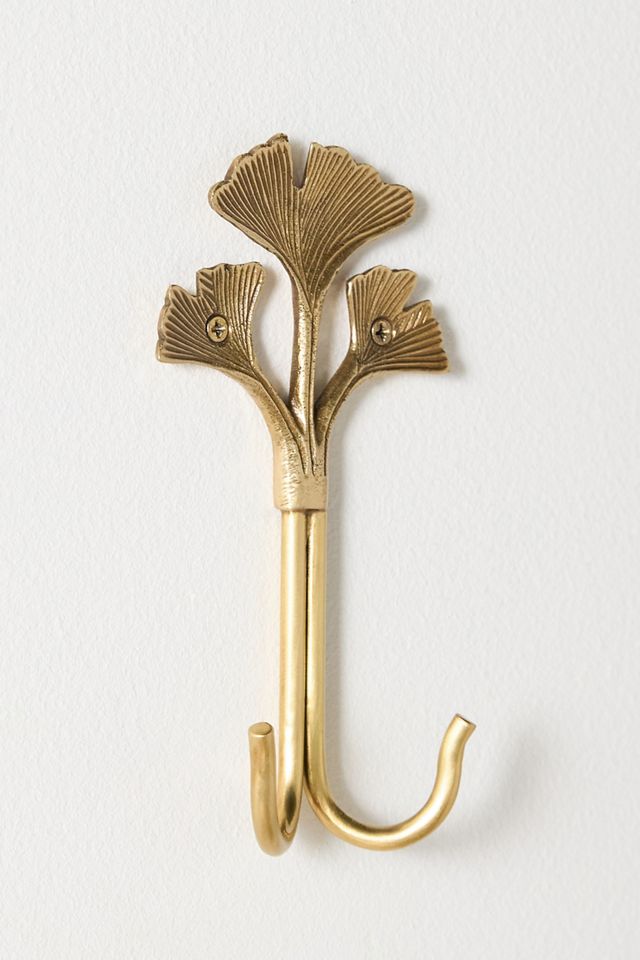 Gingko Leaf Brass Bath Hook #2