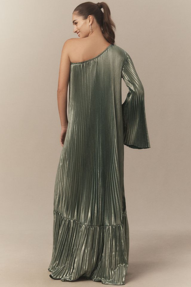 L'IDÉE Mozart Asymmetric One-Shoulder Pleated Gown #1
