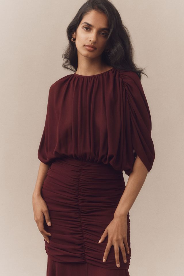Ronny Kobo Louisa Ruched Chiffon Maxi Dress #1