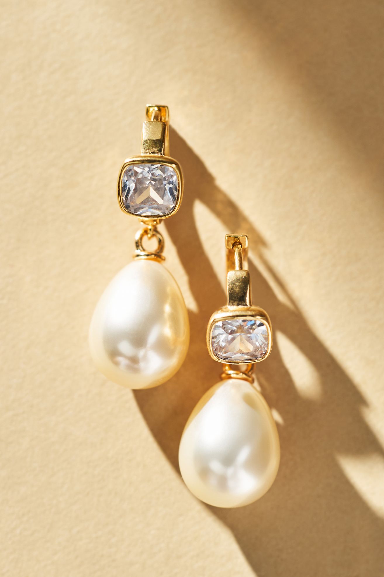 Studio Bride by A.B. Ellie Bezel x Pearl Hoop Drops - Gold, One Size