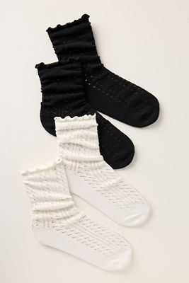 By Anthropologie Pointelle Trouser Socks, Set of 2