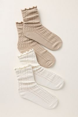 By Anthropologie Pointelle Trouser Socks, Set of 2