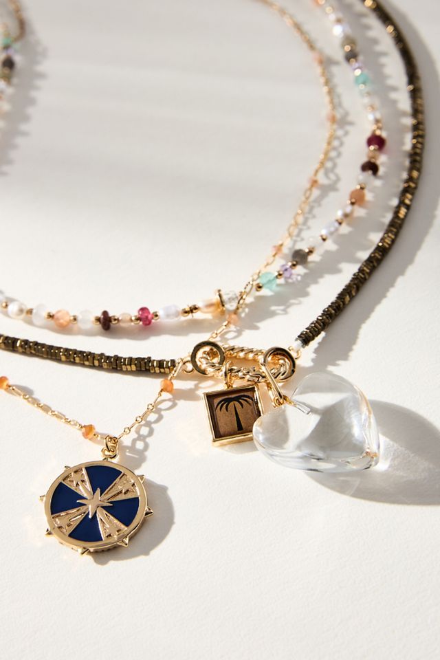 Shades of Sea Layered Necklaces: Delicate Charm Edition #2