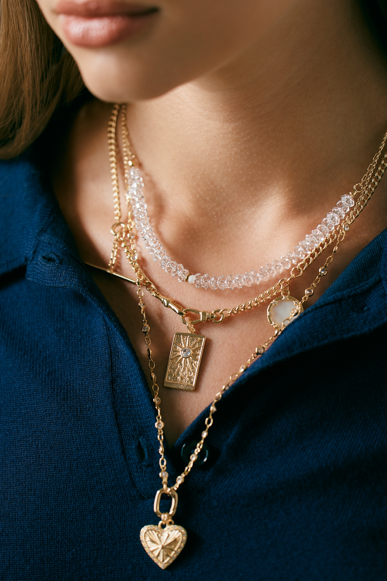 Shades of Sea Layered Necklaces: Delicate Charm Edition
