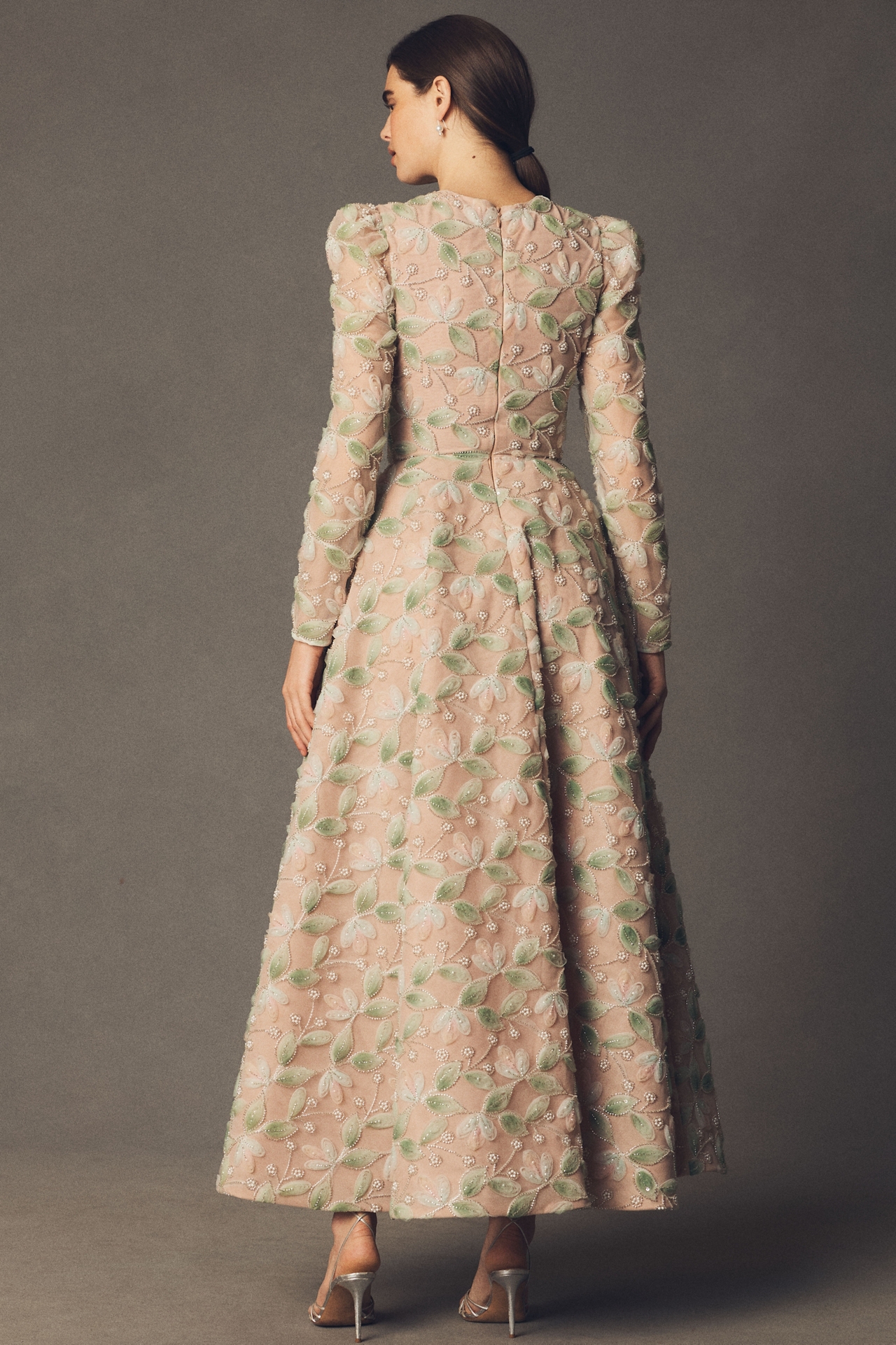 Helsi Tessa Long-Sleeve Appliqué A-Line Maxi Dress