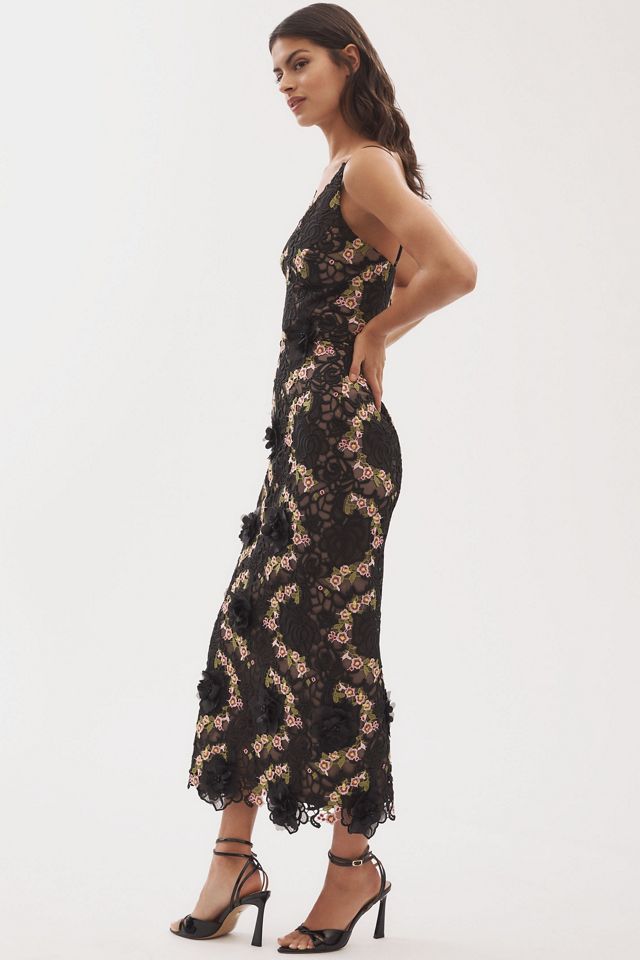 Helsi Norah Plunging Dimensional Floral Column Maxi Dress #3
