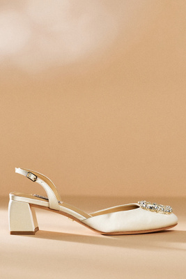 Badgley Mischka Vivia Slingback Heels In White