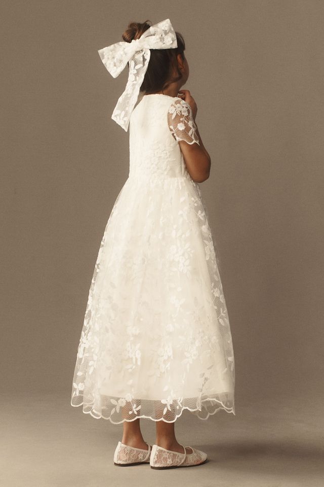 Princess Daliana Long Lindi Lace Piping Crew-Neck Flower Girl Dress #2