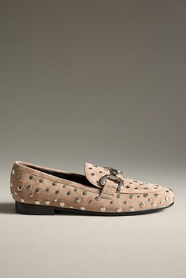 Bibi Lou Zagreb Suede Studded Loafers In Sand
