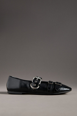 Lola Cruz Multi Moto Ballet Flats In Black
