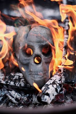Terrain Skull Ceramic Fire Pit Accent