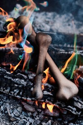 Bone Ceramic Fire Pit Accents, Set of 2