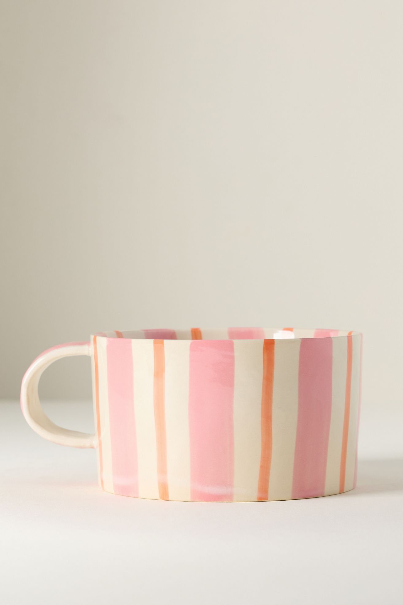 Daily Stripe Soup Mug - Pink/Orange, One Size