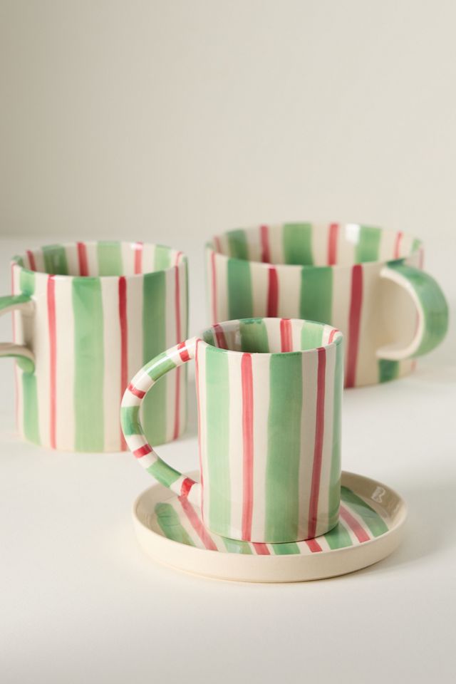 ANTHROPOLOGIE プレート・カップセット Bistro Tile Stoneware 24k Gold Accent Espresso Cup & Saucer