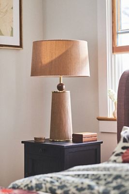 January Woven Grasscloth Wood Table Lamp