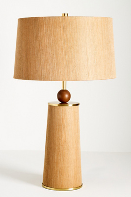 Anthropologie January Woven Grasscloth Wood Table Lamp