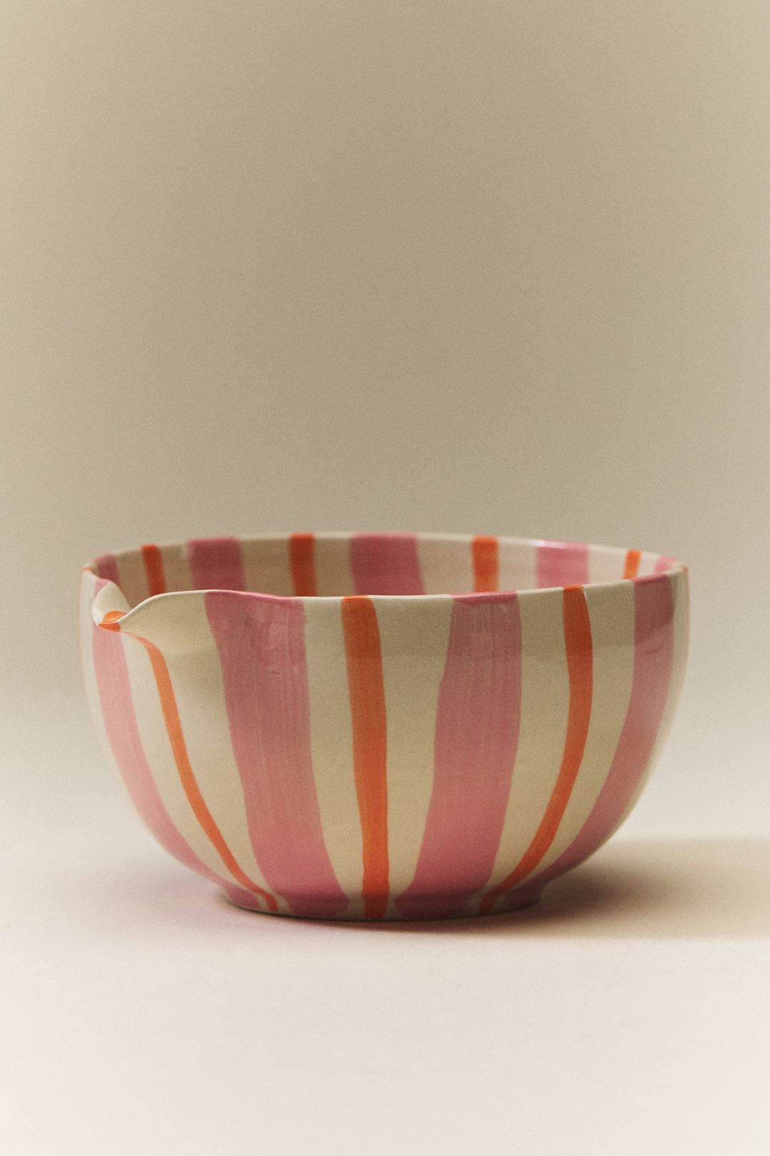 Daily Stripe Matcha Bowl - Pink/Orange, One Size