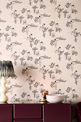 Anthropologie Sisters Floral Scene Toile Wallpaper In Neutral
