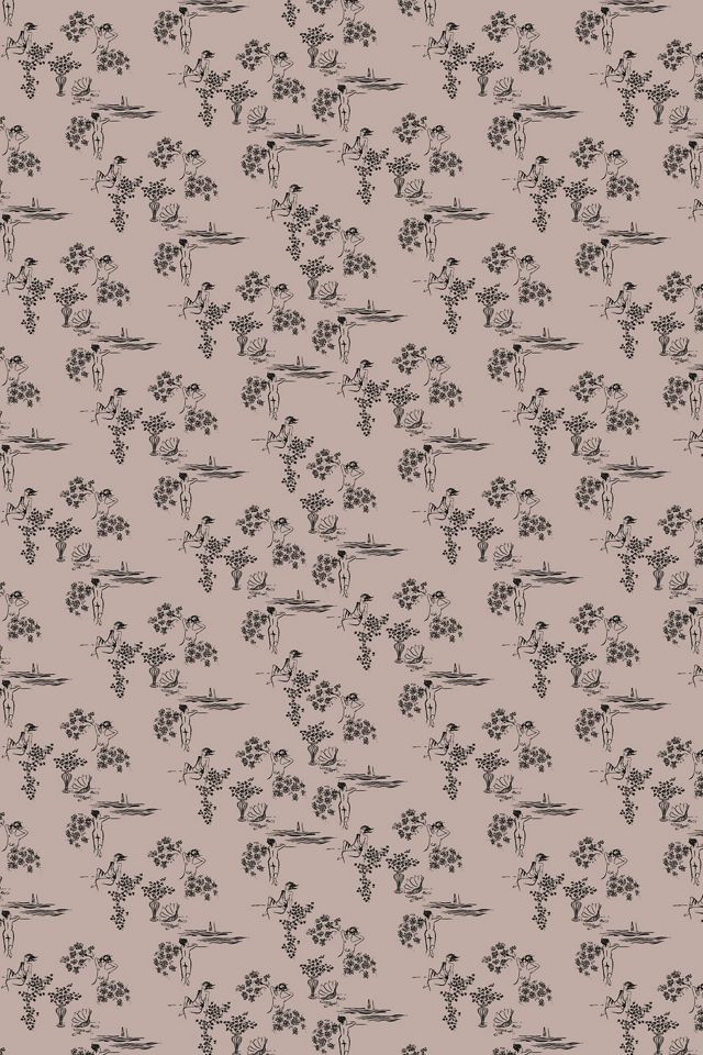 Sisters Floral Scene Toile Wallpaper #1