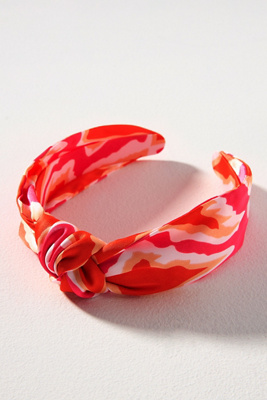 By Anthropologie Everly Vibrant Print Knot Headband In Pink