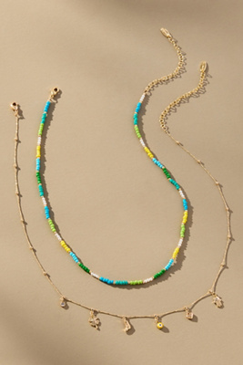 By Anthropologie Beaded Charm Layered Necklace