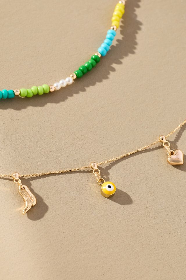Beaded Charm Layered Necklace #1
