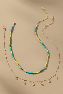 Beaded Charm Layered Necklace