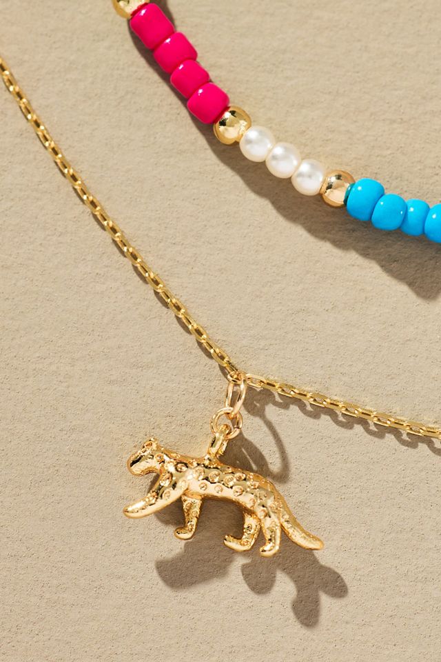 Beaded Charm Layered Necklace #3