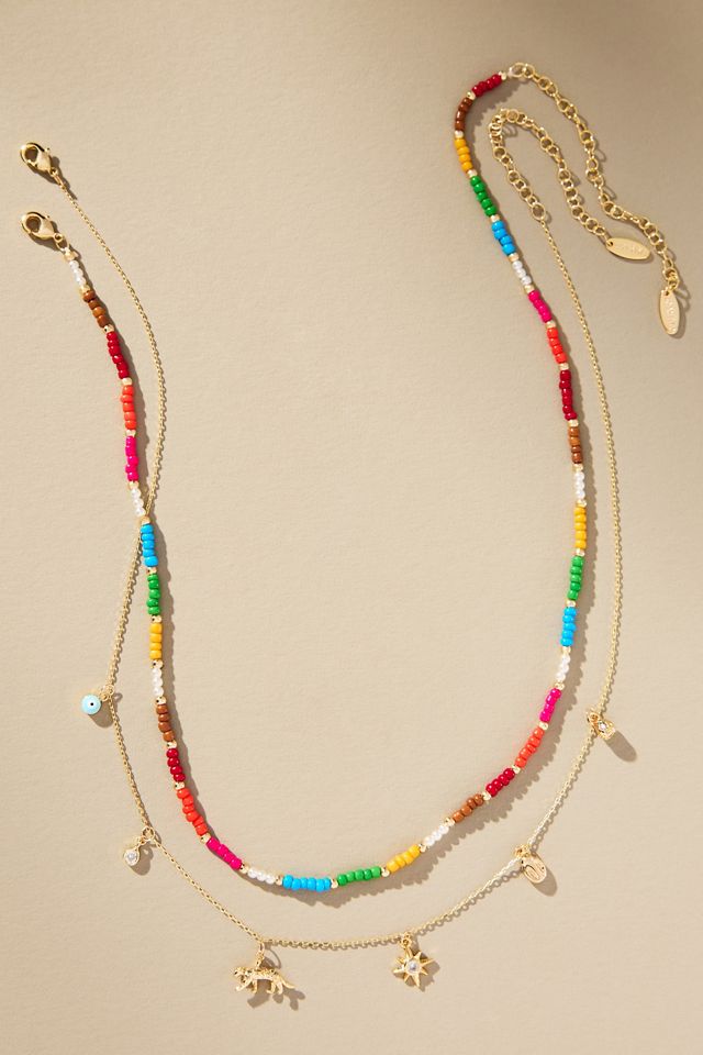 Beaded Charm Layered Necklace #2
