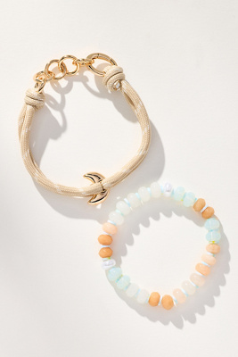 By Anthropologie Mixed Bead Bracelets, Set Of 2