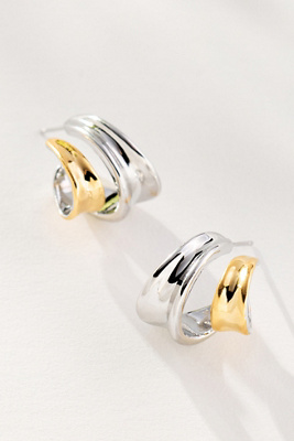 By Anthropologie Mixed Metal Split Huggie Hoop Earrings