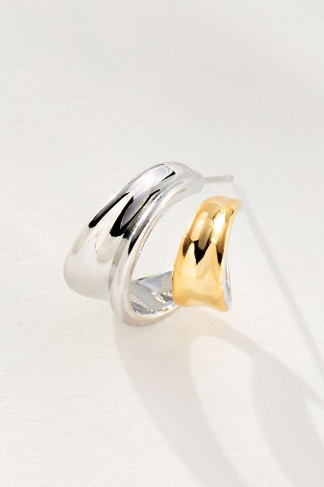Mixed Metal Split Huggie Hoop Earrings #2