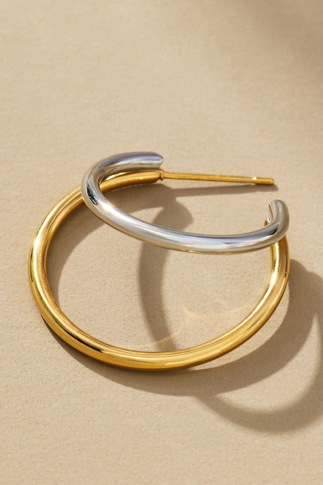 Mixed Metal Huggie Hoop Earrings #1