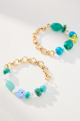 By Anthropologie Beaded Camp Bracelets, Set Of 2