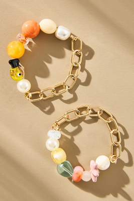 By Anthropologie Beaded Camp Bracelets, Set Of 2