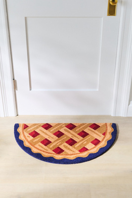 Anthropologie Cherry Pie Shaped Coir Printed Doormat In Multi