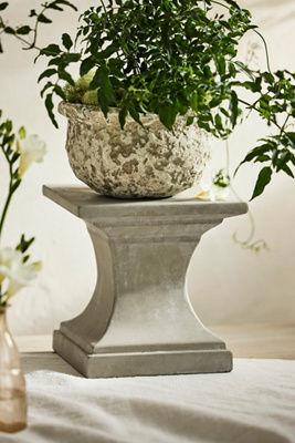 Terrain Cement Pedestal Plant Stand, Square In Neutral