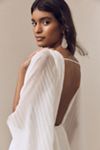Geisha Designs Pleated Cape V-Neck Maxi Dress