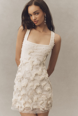 not so serious by pallavi mohan fringed halter dress Square-Neck Beaded Mini promote