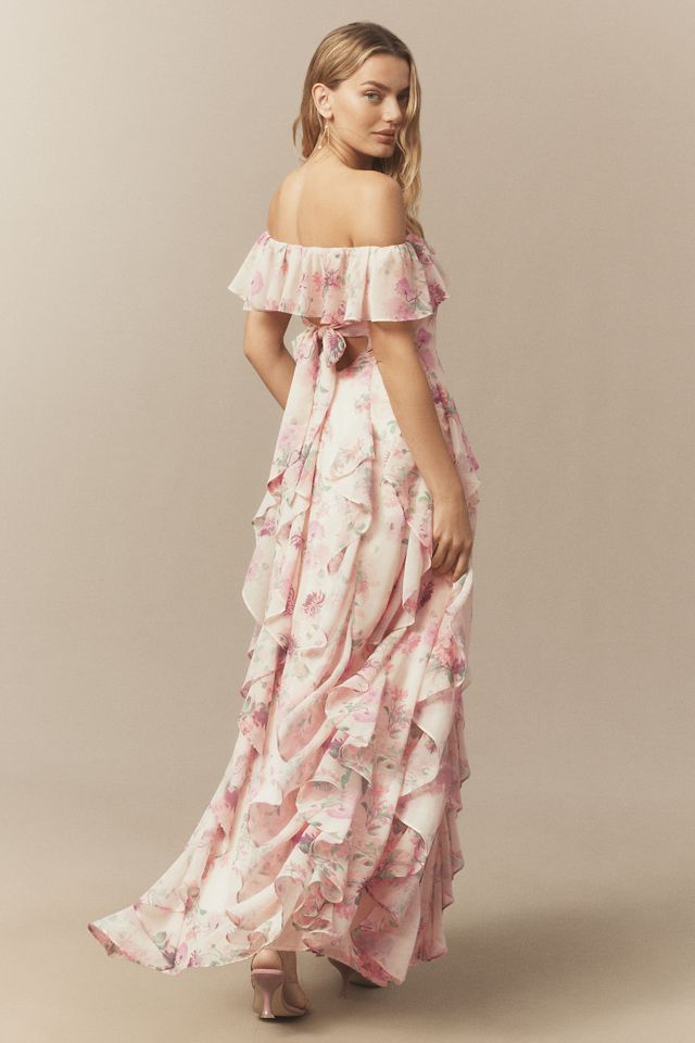 BHLDN Chiffon Scoop-Neck Ruffle Maxi Dress #1