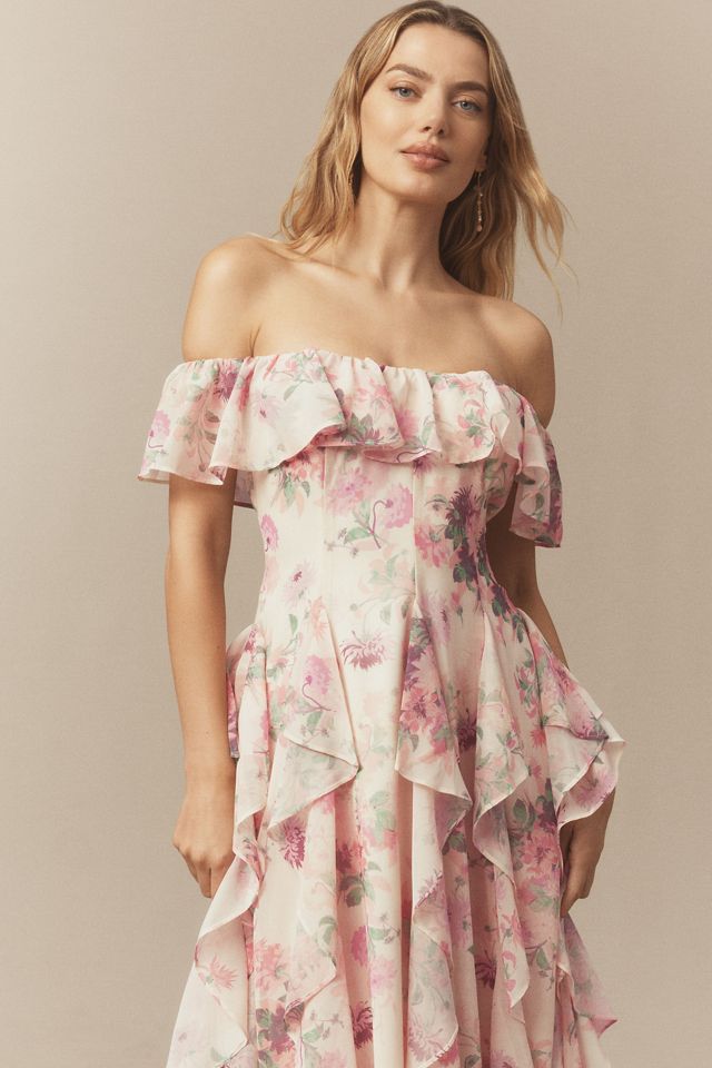 BHLDN Chiffon Scoop-Neck Ruffle Maxi Dress #2