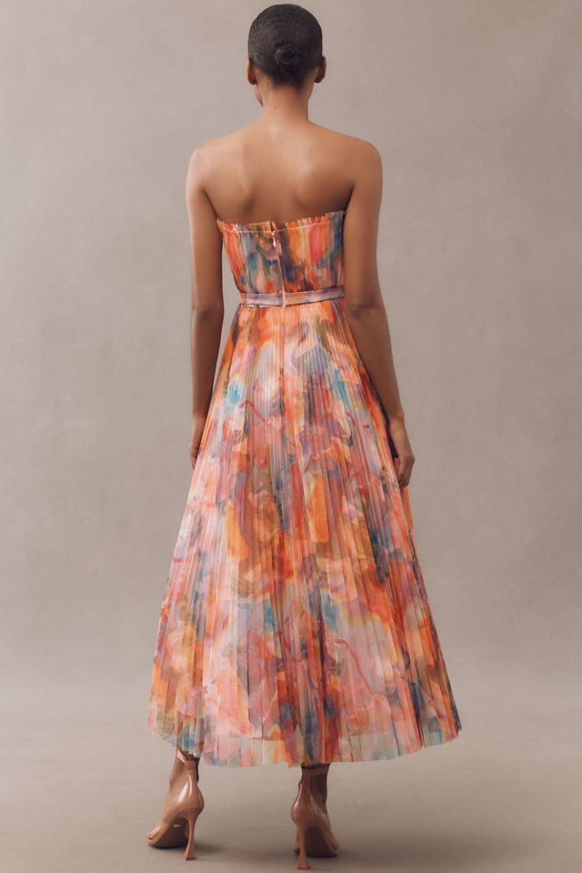 Hutch Strapless Belted Chiffon Floral Maxi Dress #1