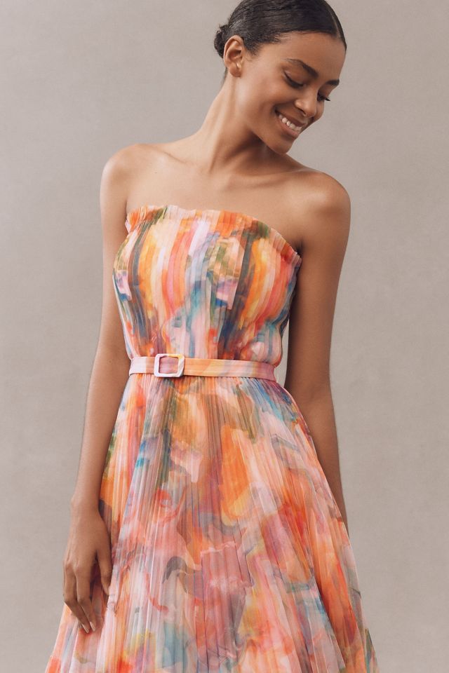 Hutch Strapless Belted Chiffon Floral Maxi Dress #2